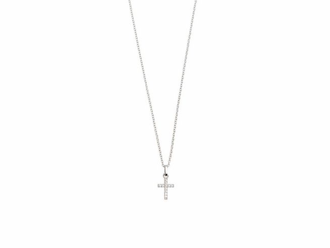 27001038-0 Xenox Sterling Silber Kette XS3521K in 40-45 cm mit Ankerkette und Kreuzanhänger, edles Design, ideal für jeden Anlass und Stil.