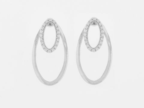 Ohrringe Silber rhod. oval individuell Stecker Zirkonia von Juwelier Harnisch mit elegantem Design und funkelnden Zirkonia-Steinen. Perfekt für besondere Anlässe oder den täglichen Gebrauch.
