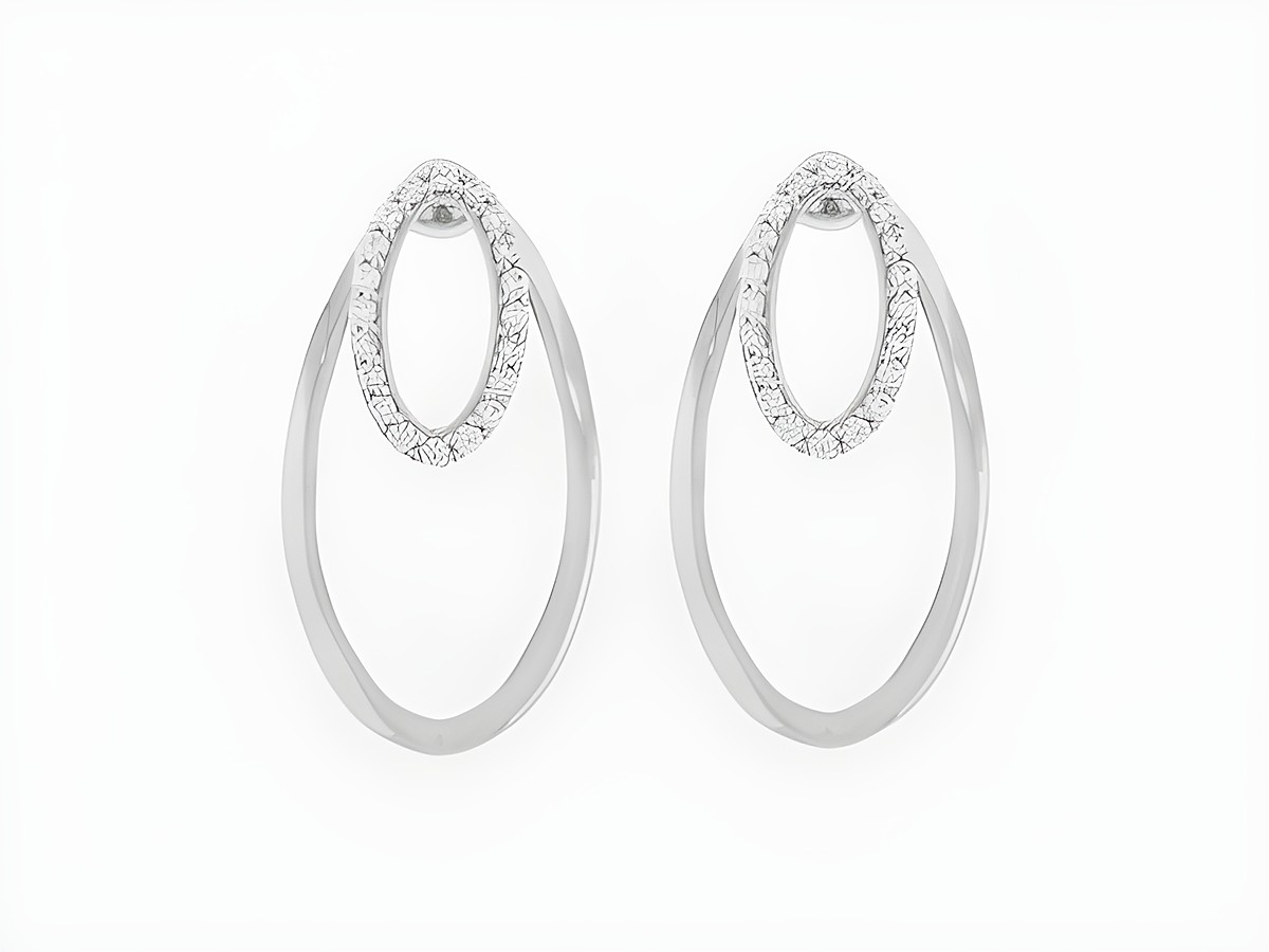 Ohrringe Silber rhod. oval individuell Stecker Zirkonia von Juwelier Harnisch mit elegantem Design und funkelnden Zirkonia-Steinen. Perfekt für besondere Anlässe oder den täglichen Gebrauch.