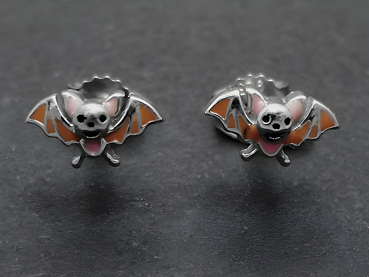 Fledermaus Silber Ohrringe tierisch Lack braun rosa schwarz Hersteller Juwelier Harnisch für Kinder