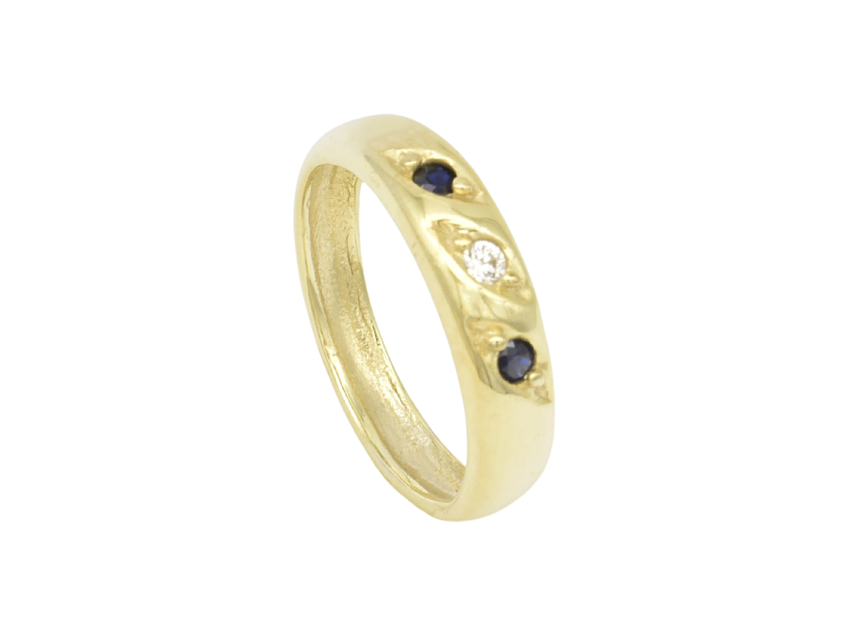 Gold Taufring - Saphir + Zirkonia - Taufgeschenk - Gold 585