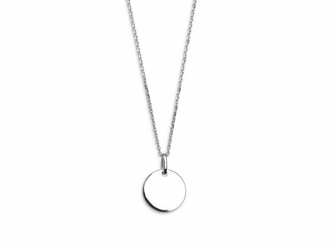 Sterling Silber Kette von Xenox XS3543 mit Ankerkette und gravierbarer runder Gravurplatte, Länge 40-45 cm, elegantes und zeitloses Design für persönliche Botschaften.