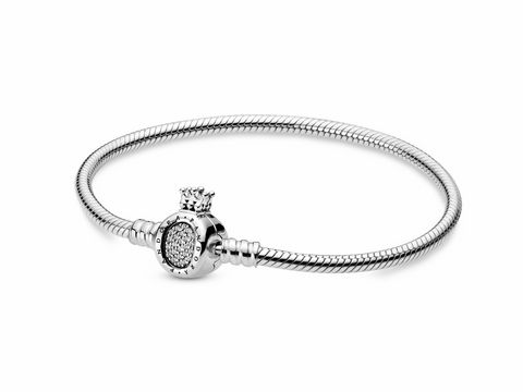 Silbernes Pandora Armband mit Krone Verschluss und Zirkonia, 16 cm, elegantes Design, perfekt für individuelle Charms und modischen Schmuck.