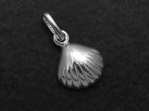 Polierter Muschel Anhänger aus Sterling Silber, maritim und elegant, gefertigt vom Juwelier Harnisch, ideal für Liebhaber der Seefahrt und maritimen Schmuck.