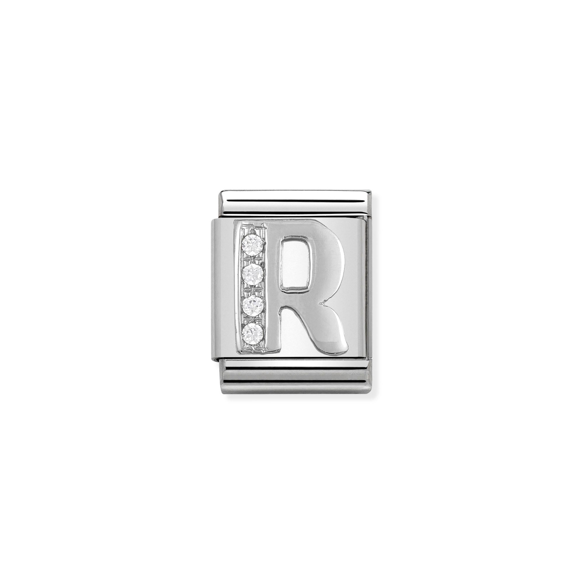 Nomination Composable Big Charm Buchstabe R - Silber 925, Zirkonia