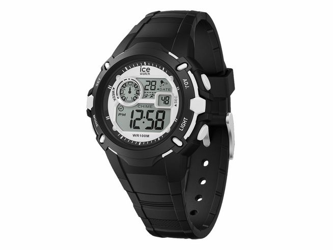 ICE digit explorer in Schwarz Weiß mit digitalem Display, praktischen Funktionen wie Uhrzeit und Datum, schwarzem Gehäuse und robustem Armband, Hersteller Ice watch, Neuheiten.
