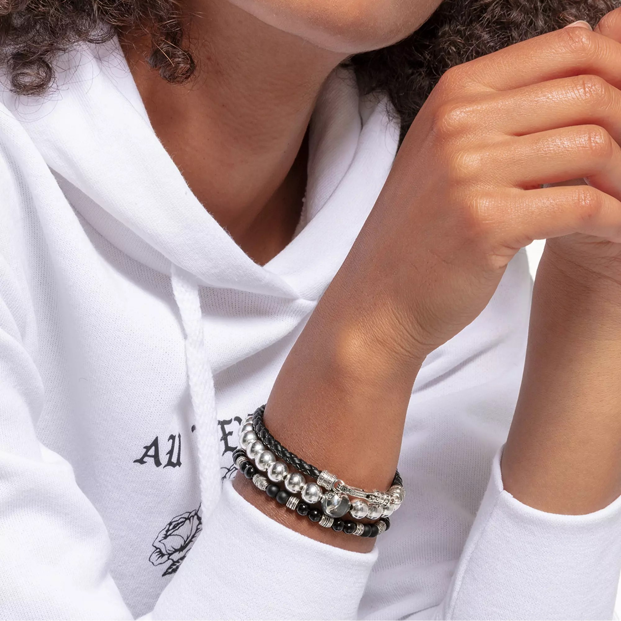 Thomas Sabo Armband 15,5 cm - Sterling Silber - Obsidian - schwarz – Ansicht 3