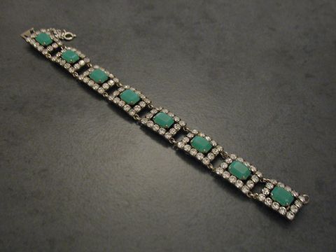 Strass Armband türkis 18-23 cm silberfarben ausdrucksstark, Hersteller Juwelier Harnisch, kombiniert elegante türkise Steine mit funkelnden Strasssteinen für einen glamourösen Look.