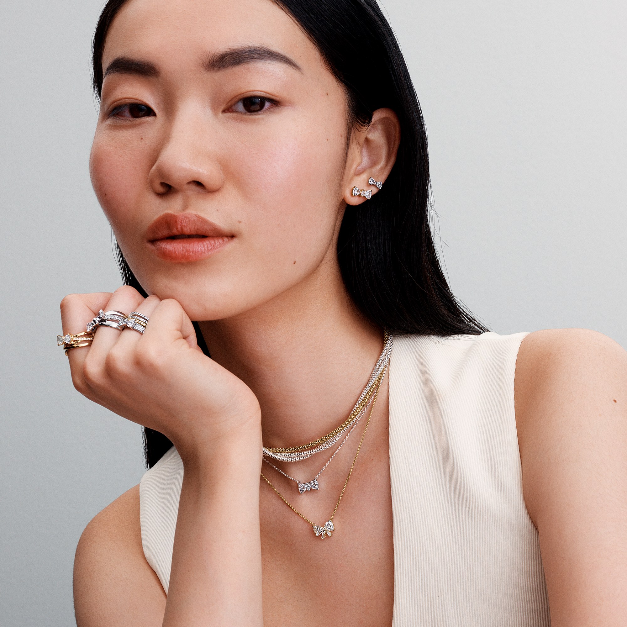 Pandora Schleife - Gelbgold verg. Collier mit klarem Zirkonia - 45 cm – Ansicht 5