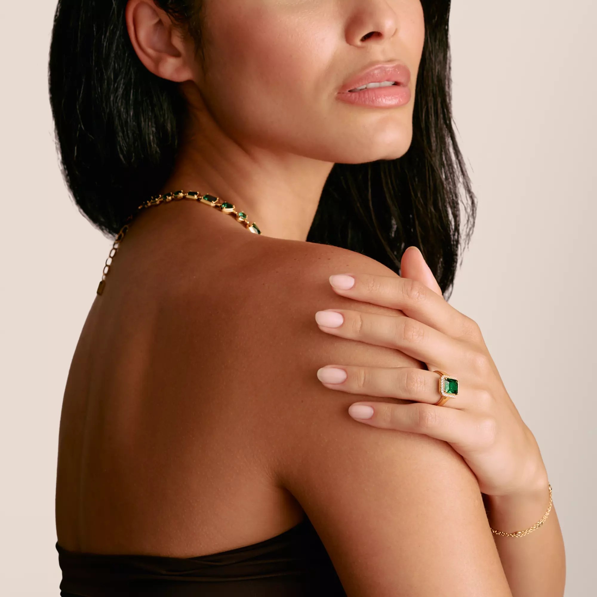 Thomas Sabo Ring mit Grünem Oktagon-Stein 18k Vergoldung – ELYNDRA – Silber – Zirkonia – Ansicht 3
