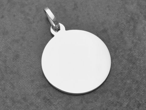 Silber Anhänger - 16,8 mm - Gravurplatte - mattiert und poliert - rund, Hersteller Juwelier Harnisch, schlicht und elegant für persönliche Gravuren geeignet.