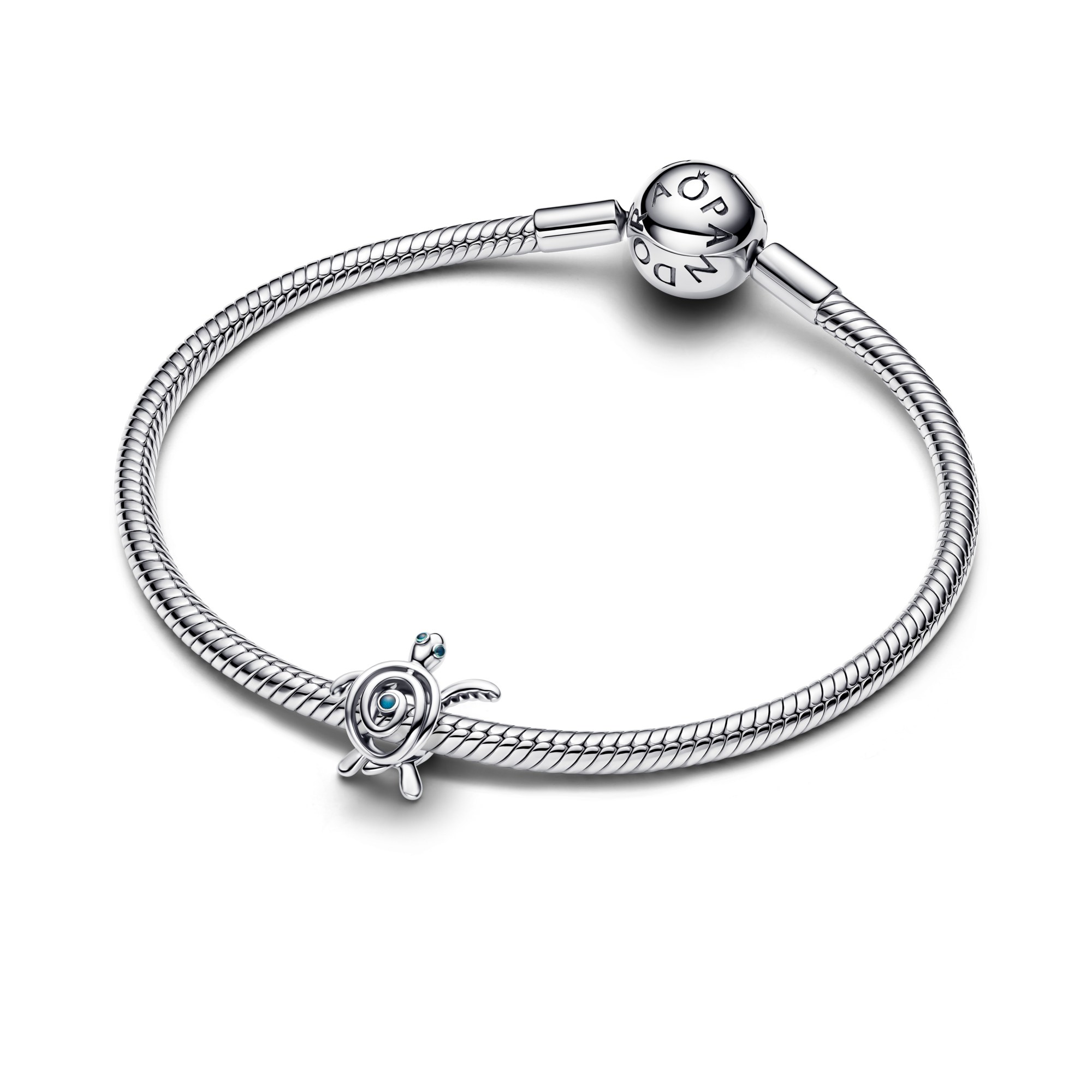 Pandora Offen gearbeiteter Meeresschildkröte Charm - Silber - Türkis Emaille – Ansicht 3