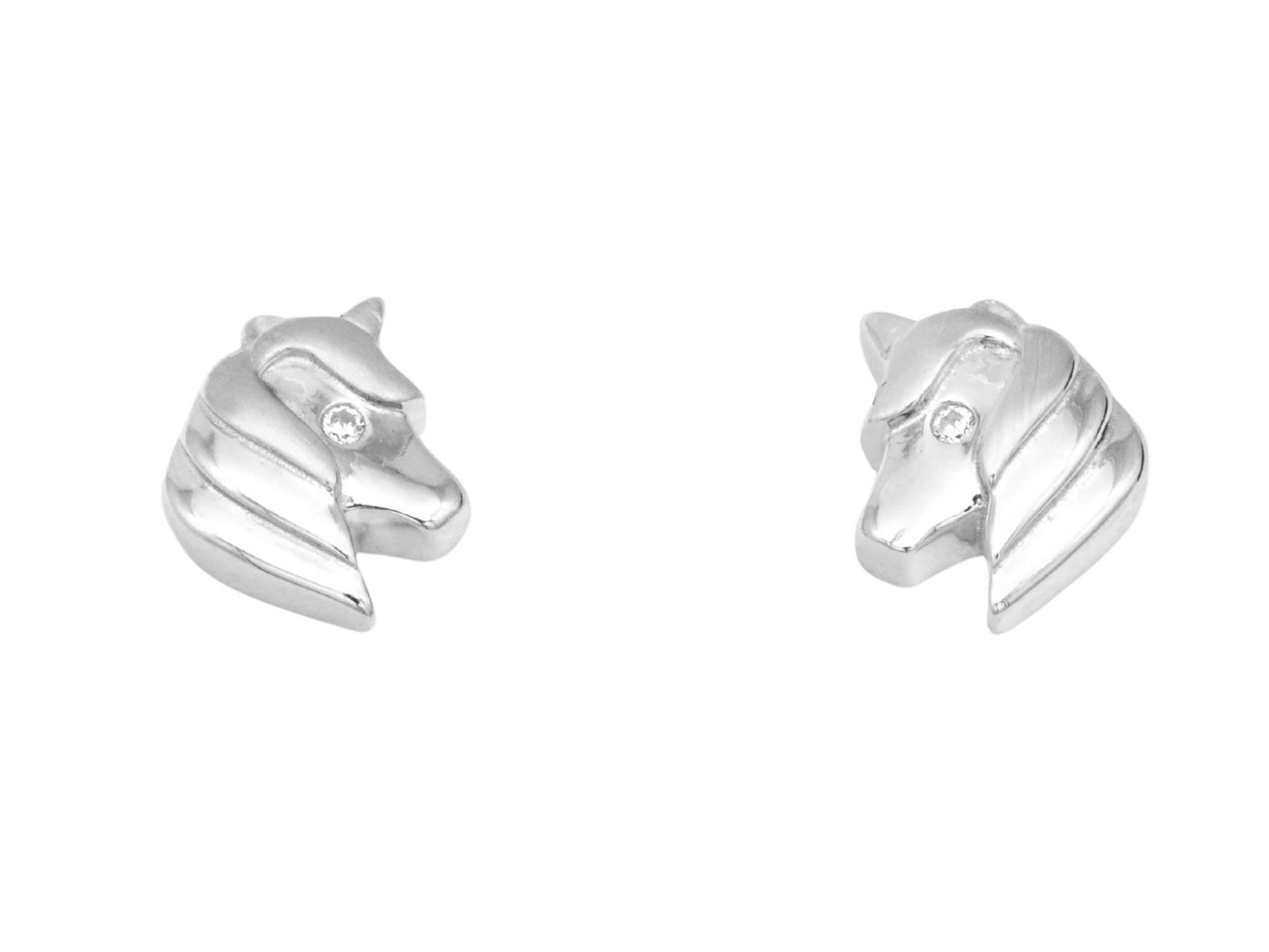 Ohrring Einhorn Kopf Ohrstecker - Sterling Silber teilmat. rhod. - Zirkonia