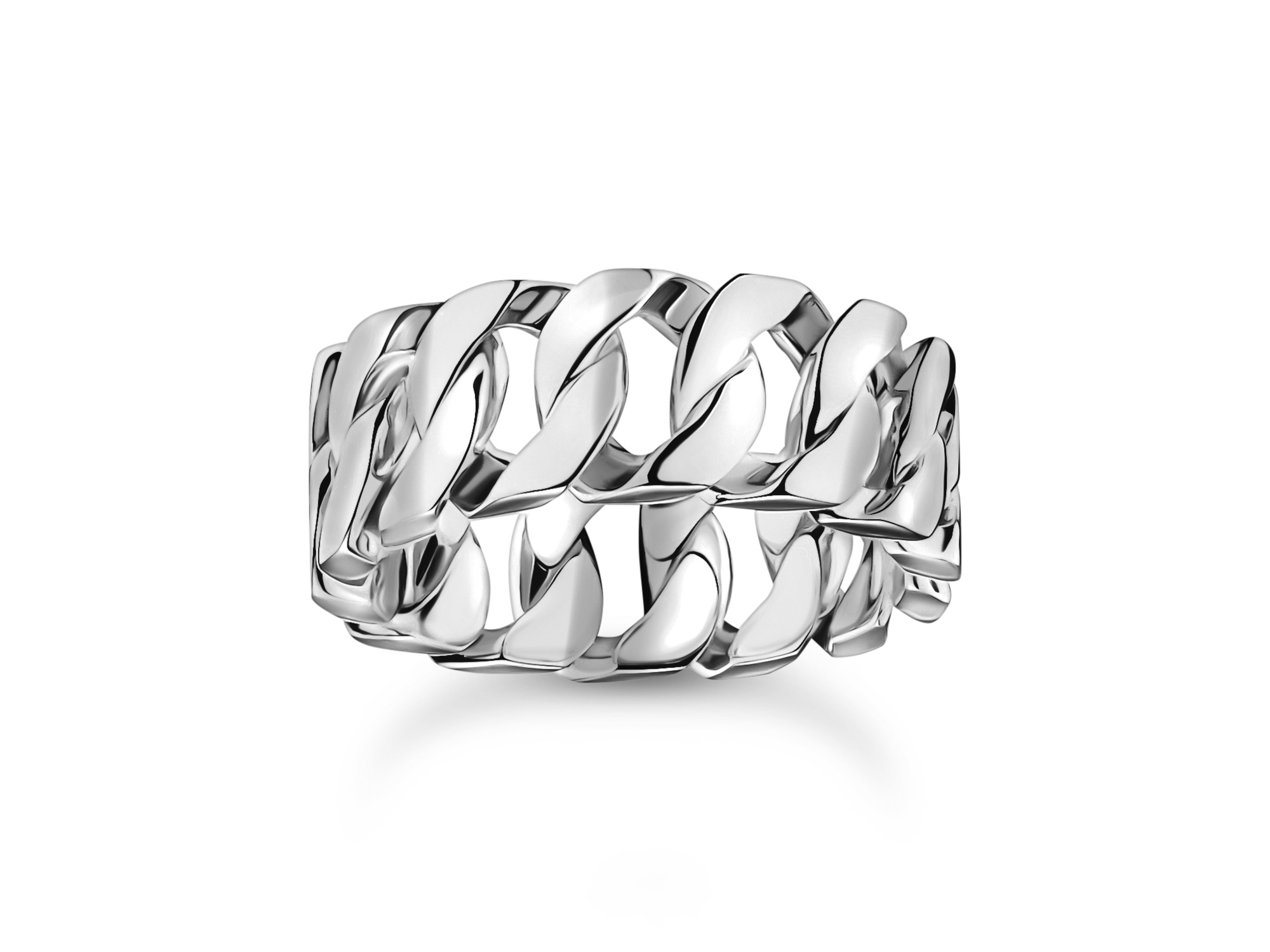 Silberner Thomas Sabo Ring TR2497-637-21-50 in Panzerketten-Design der Reihe Rebel Basics, Größe 50, glänzende Oberfläche und markantes Erscheinungsbild.