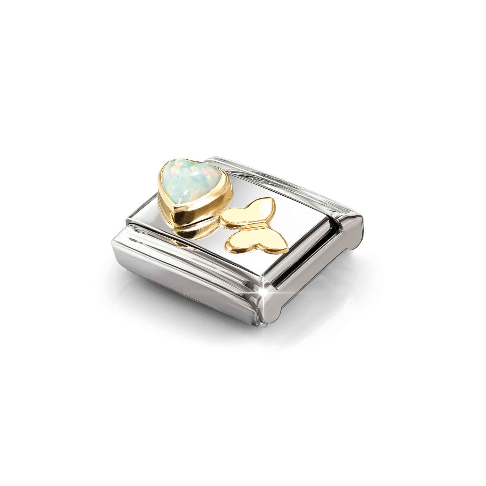 Nomination Composable Classic Charm Herz Schmetterling Opal weiß - Edelstahl, Gold 750 Gelbgold – Ansicht 4