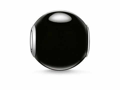 Thomas Sabo Karma Beads K0002-023-11 aus Obsidian in Schwarz mit silbernen Elementen, rund und glänzend, ideal zum Kombinieren für individuellen Schmuck.