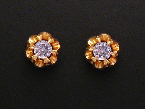 Ohrringe mit synth. Aquamarin und Gold 585, gestaltet als Blumenschmuck mit funkelnden Elementen, gefertigt vom Juwelier Harnisch, edles Design mit weiteren Steinen.