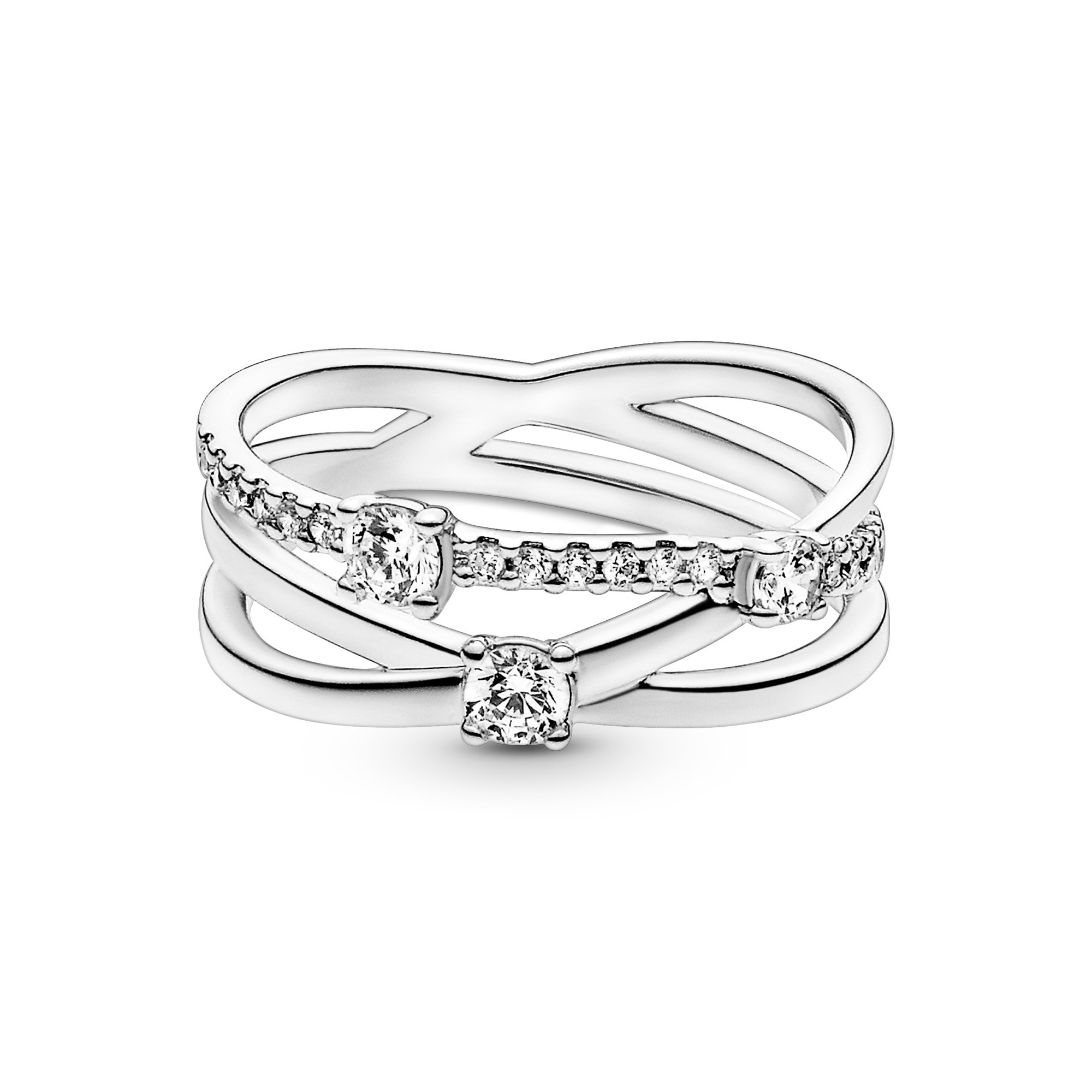 Pandora Funkelnder Dreifach-Ring - Sterling Silber Zirkonia Ansicht 2 – Ansicht 2