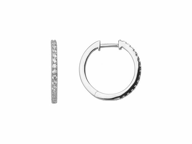 Xenox Sterling Silber Ohrringe XS8663 in Form von Creolen, elegant und schlicht, mit funkelnden Zirkonia-Steinen, ideal für jeden Anlass und vielseitig kombinierbar.