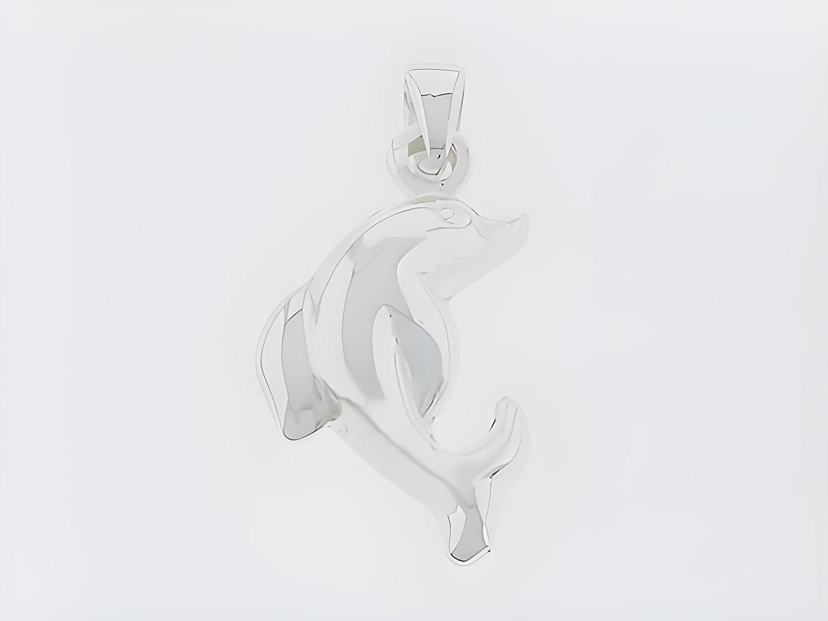 Silber Anhänger Delfin Silber tierisch, Hersteller Juwelier Harnisch Tiere, stilvoll designter Anhänger in Form eines Delfins, geeignet für eine künstlerische und elegante Schmuckkollektion.
