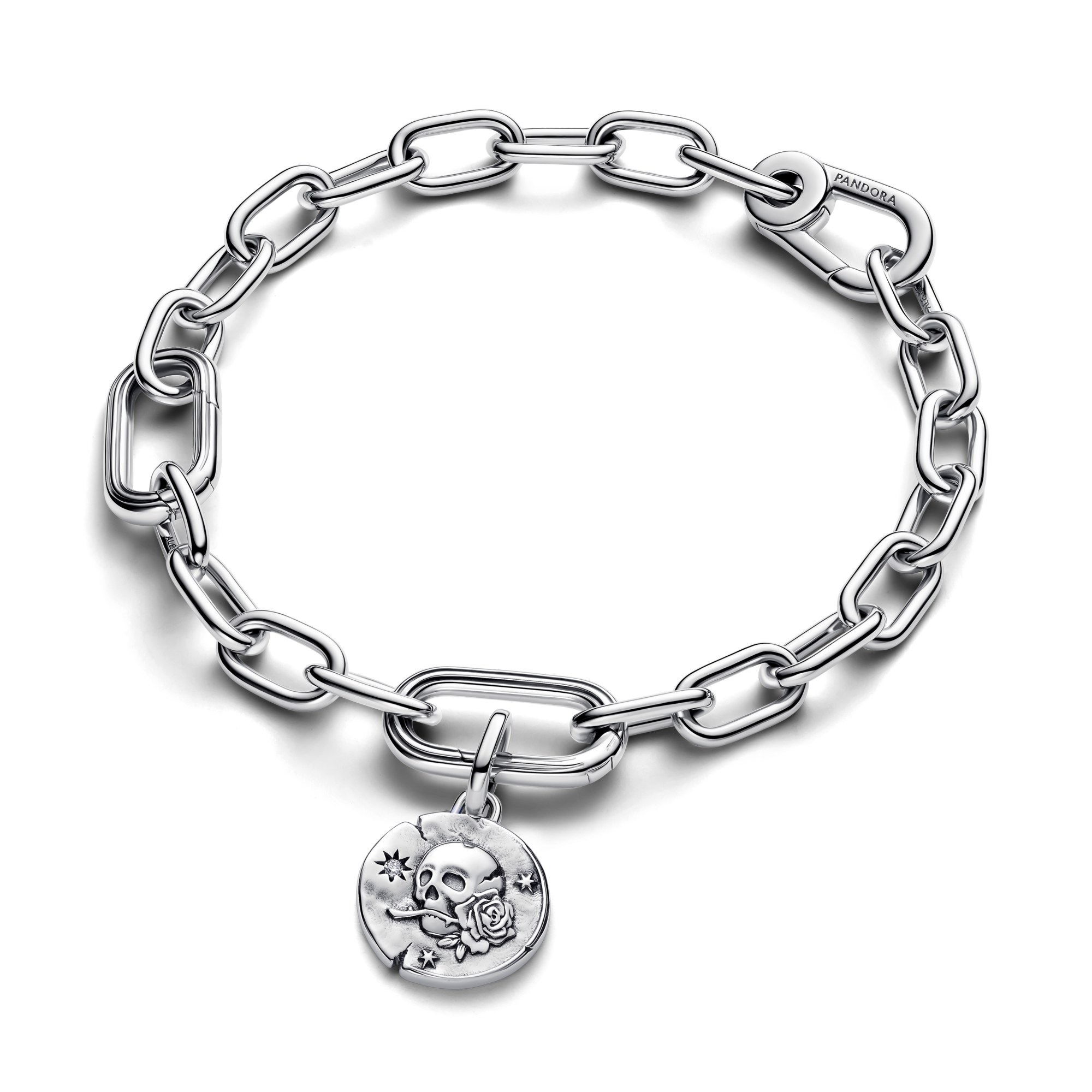 Pandora Me - Totenkopf Medaillon-Charm - Sterling Silber - Zirkonia - CARPE DIEM – Ansicht 3