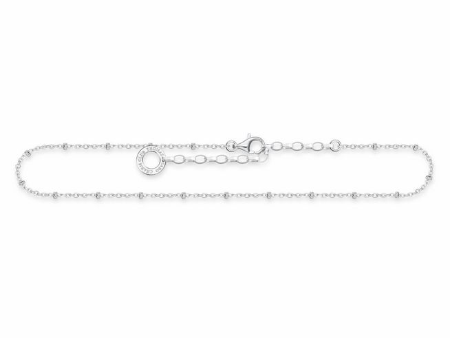 56969947-0 Thomas Sabo Fußkette AK0028-001-21-L27V aus Sterling Silber in silberfarbener Optik, verstellbar von 22 bis 27 cm, elegantes Design mit einem sicheren Verschluss.