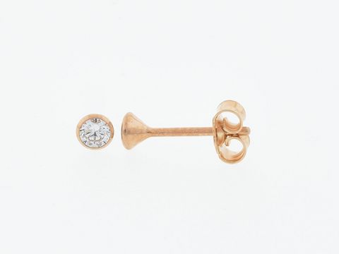 Silber Ohrringe in Kelchform, rosé vergoldet, mit Zirkonia, Durchmesser 3,3 mm, Hersteller Juwelier Harnisch, elegant und modern im Design.