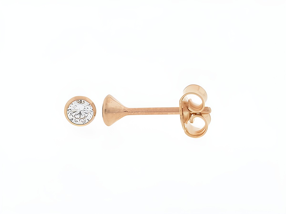 Silber Ohrringe in Kelchform, rosé vergoldet, mit Zirkonia, Durchmesser 3,3 mm, Hersteller Juwelier Harnisch, elegant und modern im Design.