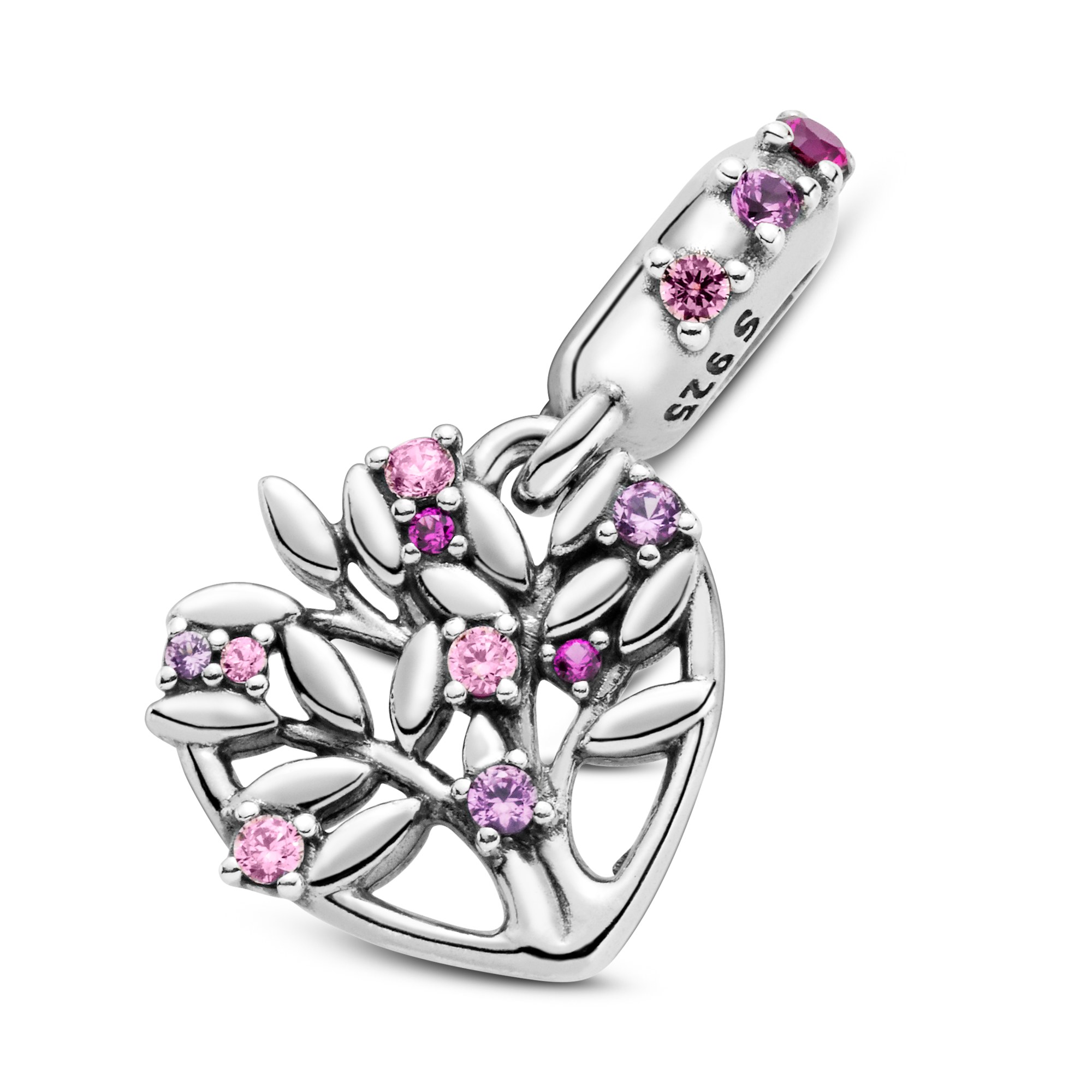 Pandora People - Charm - Rosa Herz Stammbaum - Silber - versch. Steine – Ansicht 4