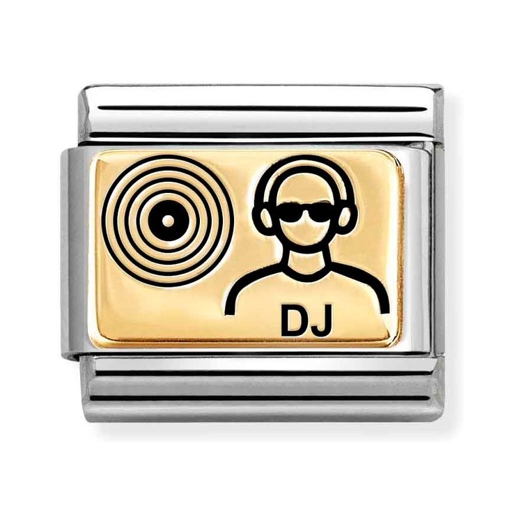 Nomination Composable Classic Charm DJ - Edelstahl, Gold 750 Gelbgold, Emaille