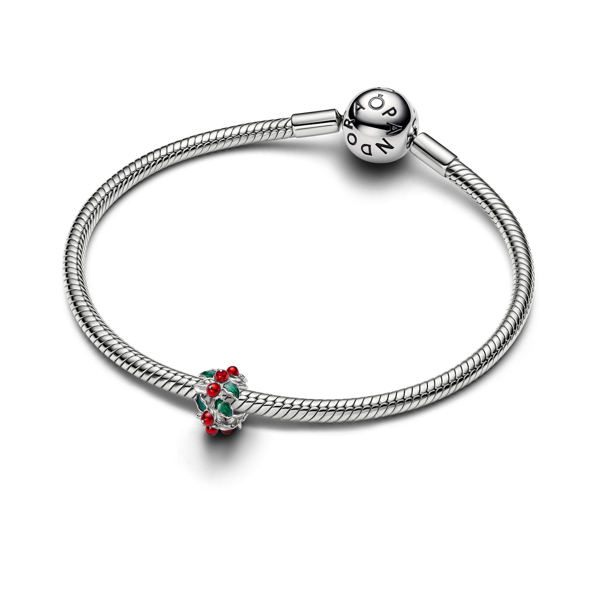 Pandora Moments - Charm Stechpalme - platiniert - Emaille rot – Ansicht 3