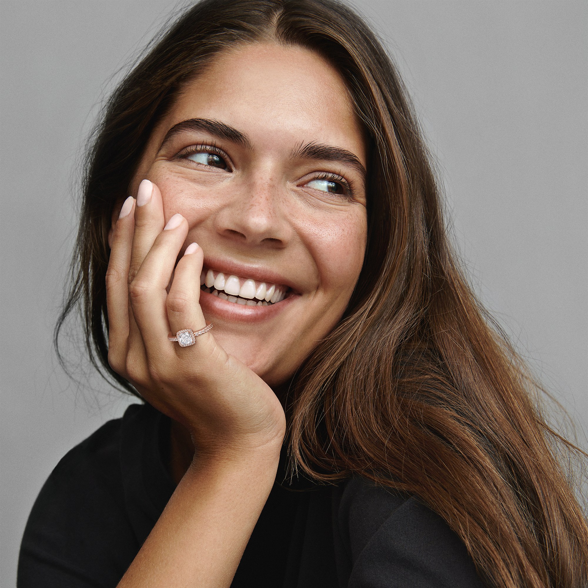 Pandora quadratischer Funkelnder Strahlenkranz Ring - Roségold Vergoldung - Zirkonia – Ansicht 5