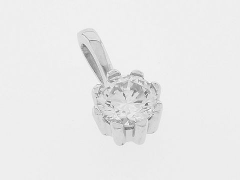 Rund Silber Anhänger klassisch rhod Zirkonia von Hersteller Juwelier Harnisch, glänzender Zirkonia Stein in eleganter Fassung, ideal für bezaubernde Schmuckstücke.