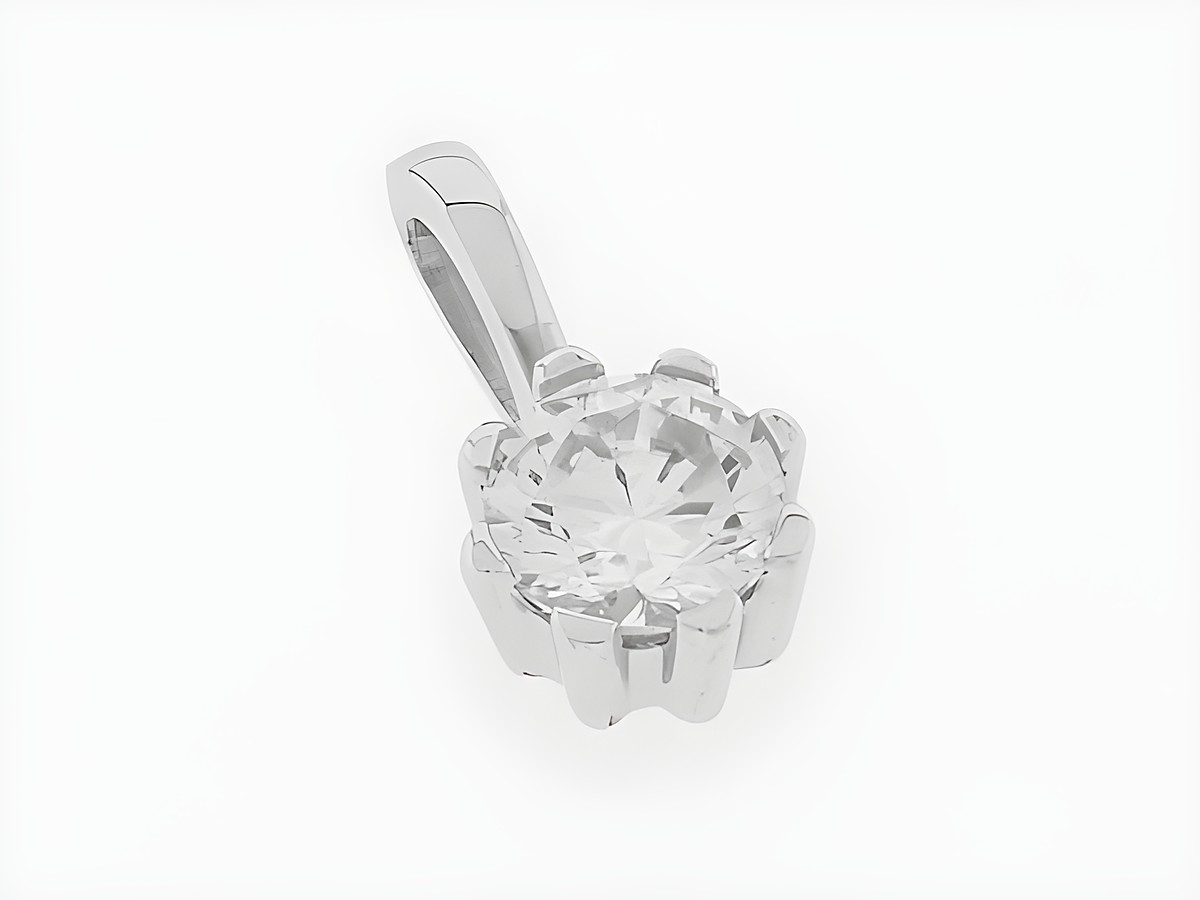 Rund Silber Anhänger klassisch rhod Zirkonia von Hersteller Juwelier Harnisch, glänzender Zirkonia Stein in eleganter Fassung, ideal für bezaubernde Schmuckstücke.