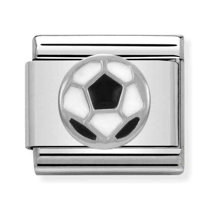 Nomination Composable Classic Charm Fußball - Edelstahl, Silber 925, Emaille