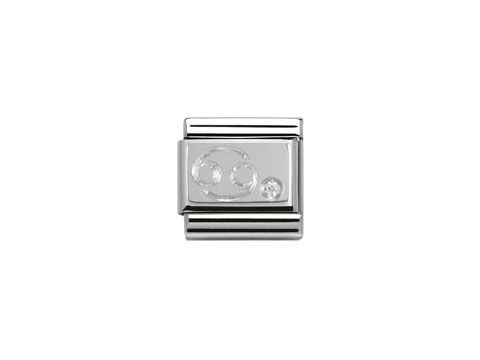 Zirkonia Charm für das Sternzeichen Krebs aus Silber von Nomination mit zwei funkelnden Zirkonia-Steinen in ansprechendem Design, ideal für einen individuellen Schmucklook.