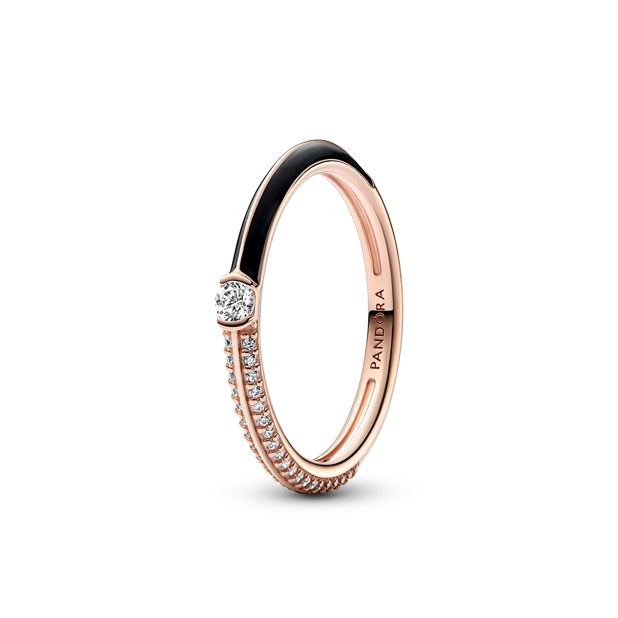 Pandora ME Ring - Pavé & schwarzer Doppelring - Roségold Vergoldung - Zirkonia Schwarz