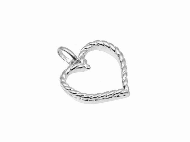 Anhänger in Herzform, gekordelt, aus 925 Sterling Silber, poliert, von Juwelier Harnisch, flache Ausführung, ideal für Ketten oder Armbänder.