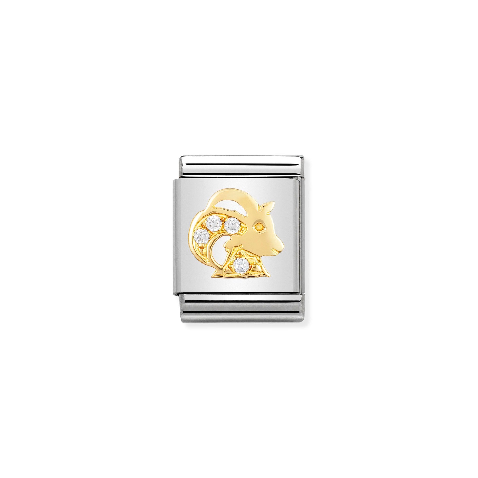 Nomination Composable Big Charm Sternzeichen Steinbock - Edelstahl, Gold 750 Gelbgold, Zirkonia
