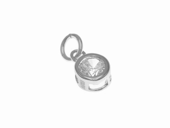 Anhänger Rund aus Sterling Silber mit poliertem Zirkonia, zierlich und elegant, Hersteller Juwelier Harnisch, ideal für stilvolle Schmuckstücke.