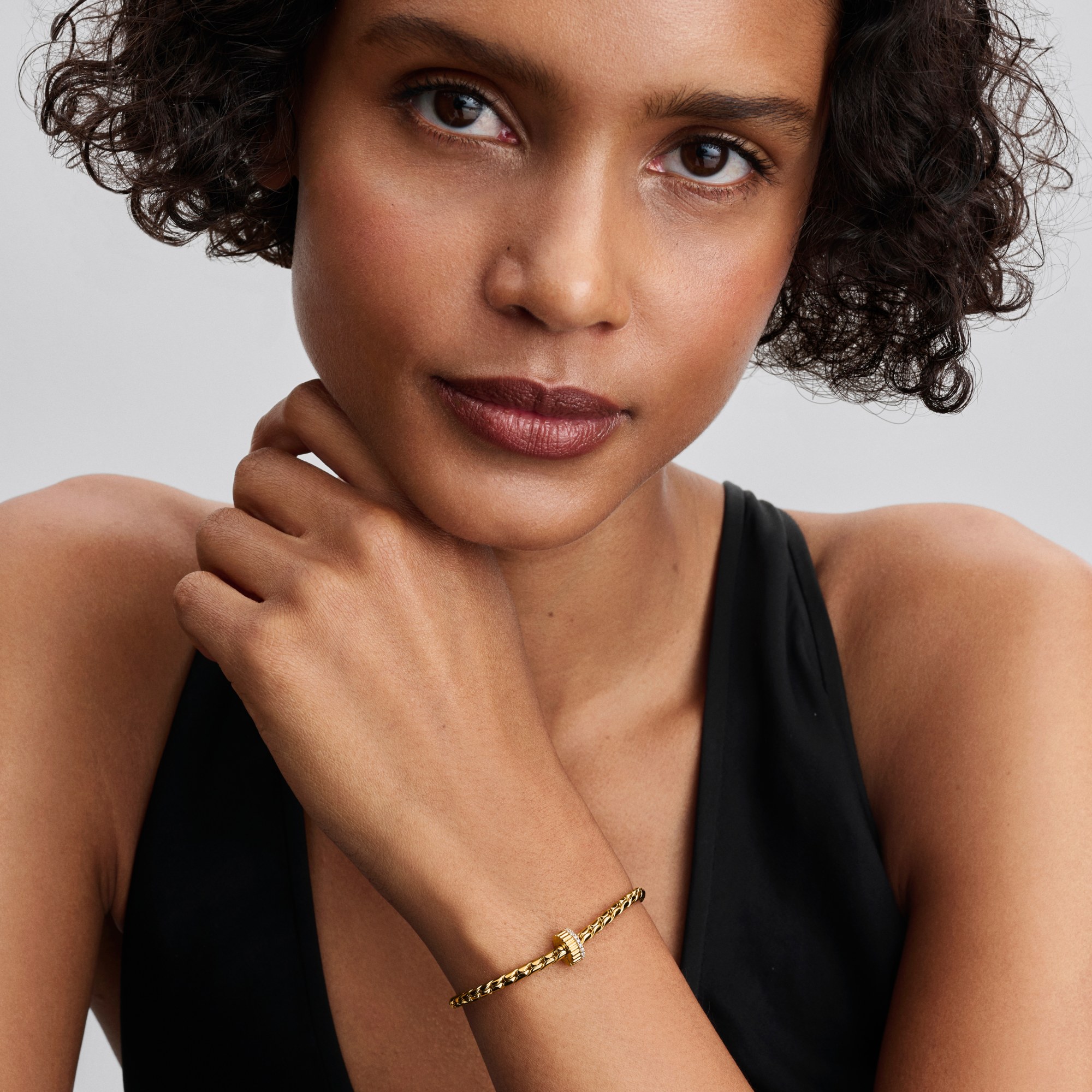 Pandora Gerippter Clip-Charm - Gelbgold Vergoldung - Zirkonia – Ansicht 4