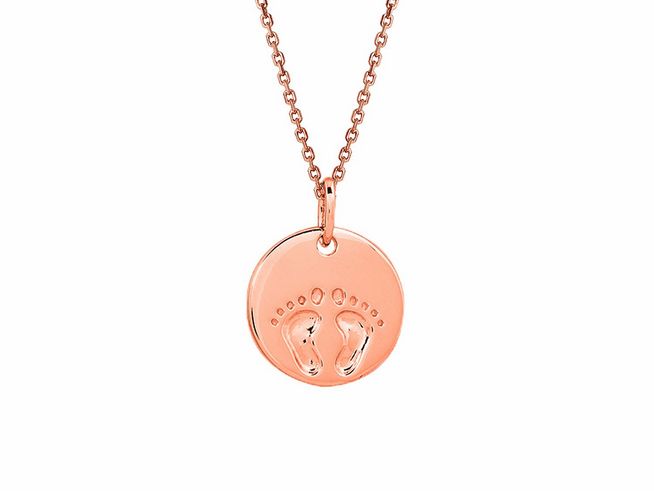 Silberne Kette XS3475RN von Xenox in Roségold Vergoldung mit Anhänger in Form von Füßen, Länge 40-45 cm, Modell LUCKY ONES, elegante Ankerkette.