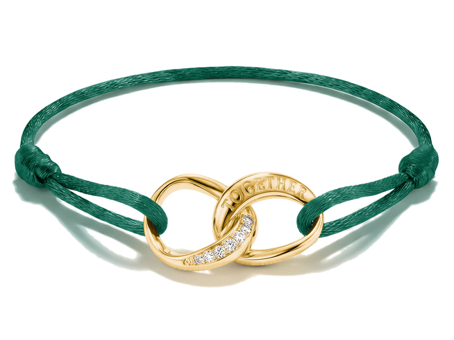 Thomas Sabo Together - A2236-M03-6-L24V Armband - 24 cm - 18K Gelbgold-Vergoldung & Textil - grün