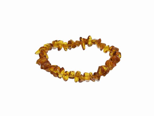 Baby Bernstein Armband in Goldbraun aus Nuggetform, mit einer Länge von 14 cm, gefertigt von Juwelier Harnisch, ideales Accessoire für Babys mit einem natürlichen Look.