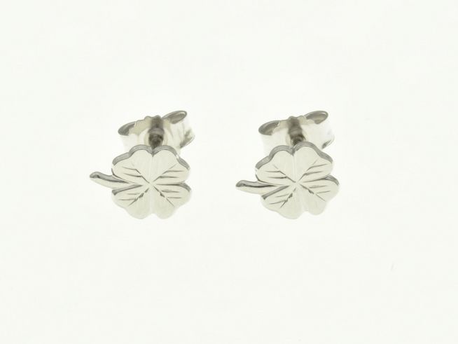 Kleeblatt Glücksbringer Ohrstecker aus Sterling Silber für Kinder, detailreich gestaltet mit einem vierblättrigen Kleeblatt, strahlen Freude und Glück aus.
