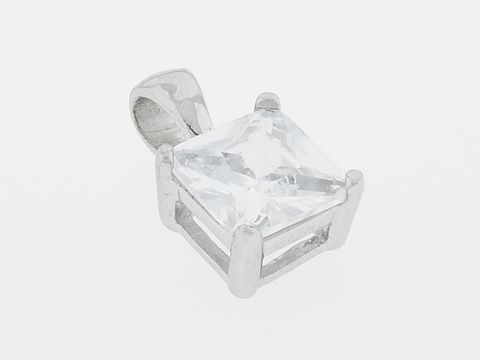Silber Anhänger in quadratischer Form, modisch gestaltet mit klarem Zirkonia, Hersteller Juwelier Harnisch, ideal für eleganten Schmuck.