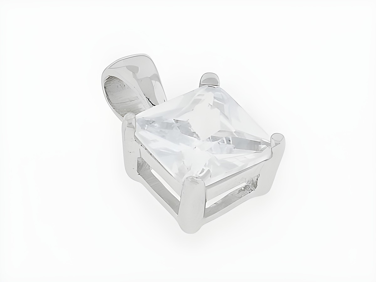 Silber Anhänger in quadratischer Form, modisch gestaltet mit klarem Zirkonia, Hersteller Juwelier Harnisch, ideal für eleganten Schmuck.