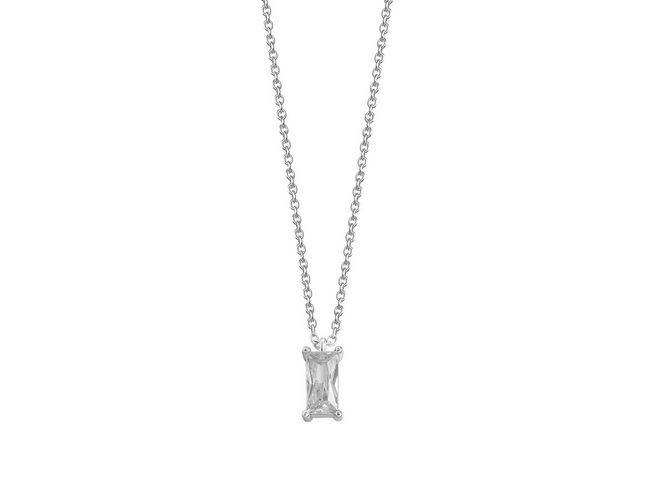 Xenox Sterling Silber Kette XS6026 in 40-45 cm mit FANCY CUT Karreekette und einem eleganten Anhänger in rechteckiger Form, ideal für elegante Anlässe.