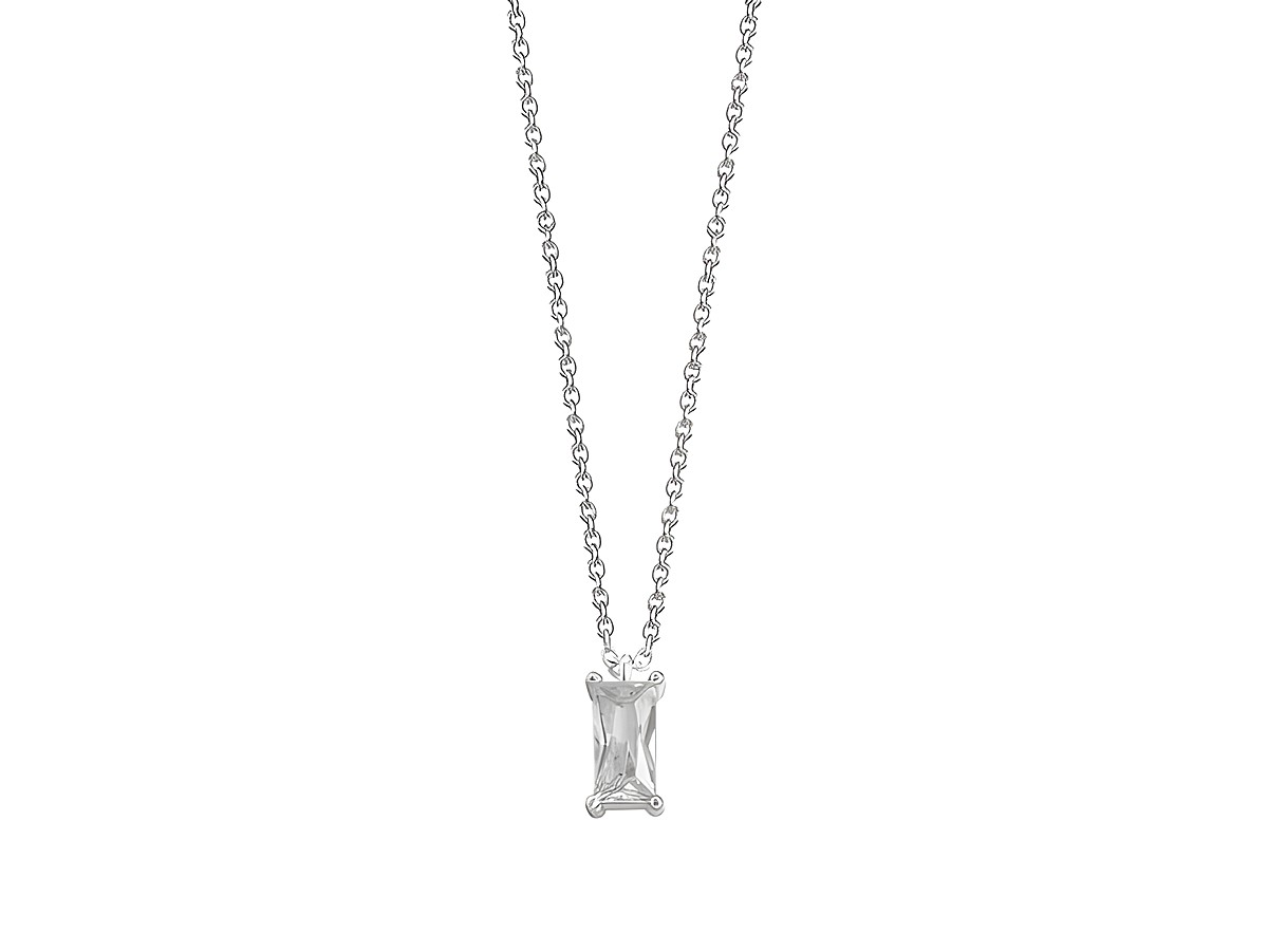 XENOX Sterling Silber Kette XS6026 in 40-45 cm mit FANCY CUT Karreekette und einem eleganten Anhänger in rechteckiger Form, ideal für elegante Anlässe.