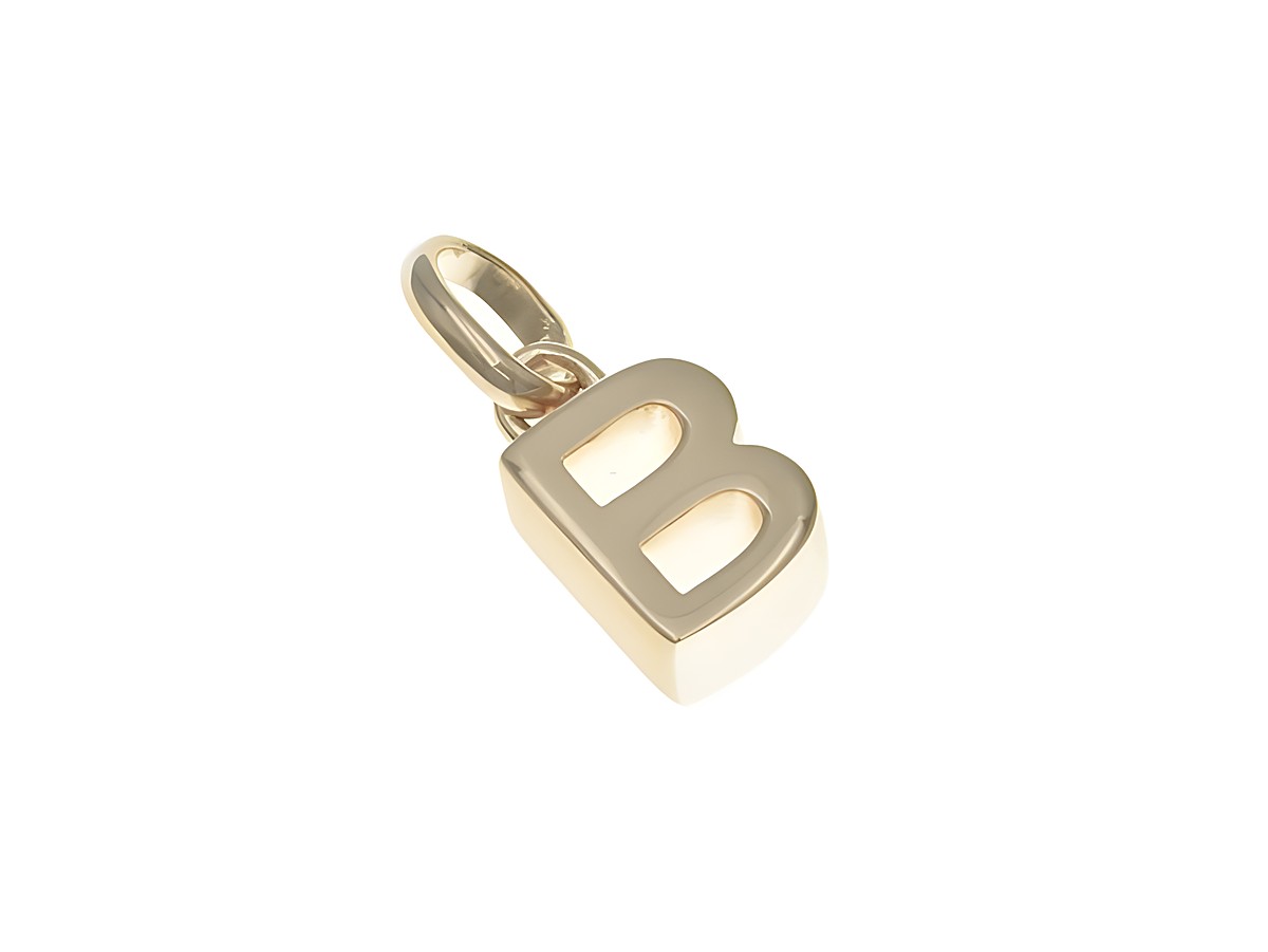 Anhänger aus poliertem Sterling Silber in Form des Buchstabens B, vergoldet in Roségold, hergestellt von Juwelier Harnisch. Ideal für individuelle Schmuckgestaltungen.